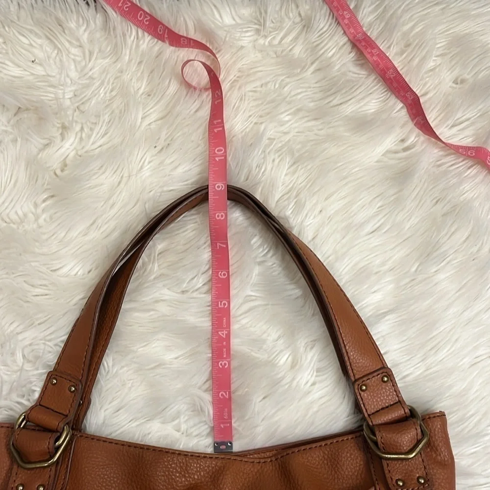 Relic faux leather pebbled shoulder bag cognac 16x10.5x2.5”
